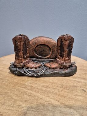 VTG 1997 FIGI Graphics Western Cowboy Boots & Hat Business Card Holder